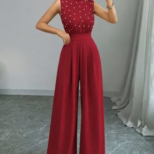 Alternative view of Kadın Balıkçı Yaka Kolsuz Incili Beli Kuşaklı Uzun Janjan Tulum