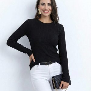 Kadın Uzun Kollu Bisiklet Yaka Triko Kazak