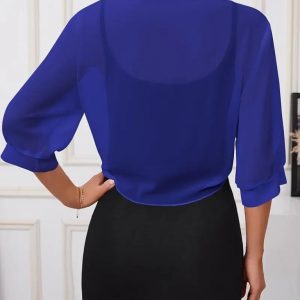 Alternative view of Kadın Truvakar Kol önden Bağlamalı Kısa şifon Bolero Ceket