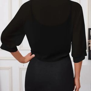 Alternative view of Kadın Truvakar Kol önden Bağlamalı Kısa şifon Bolero Ceket