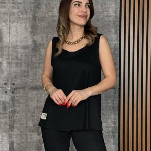 Alternative view of Kadın Askılı Yuvarlak Yaka Viskon Iki Iplik Bluz Ve Eşofman Altı Ikili Takım