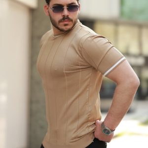 Alternative view of Erkek Bisiklet Yaka çizgi Desenli Ribanalı Kısa Kollu Tshirt