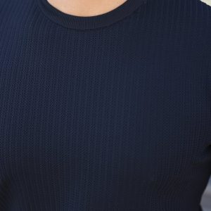 Alternative view of Erkek Bisiklet Yaka Petek Dokulu Kısa Kollu Triko Tişört