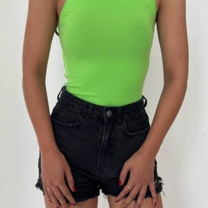 Örme Bisiklet Yaka Atlet - Fıstık Yeşili