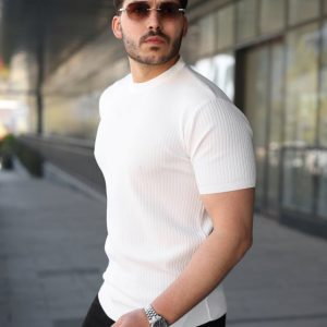Alternative view of Erkek Bisiklet Yaka Petek Dokulu Kısa Kollu Triko Tişört