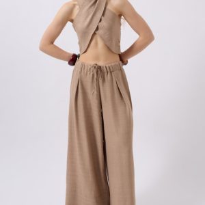Alternative view of Düşük Bel Oversize Keten Pantolon