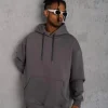 Erkek Düz Kapüşonlu Sweat - Gri
