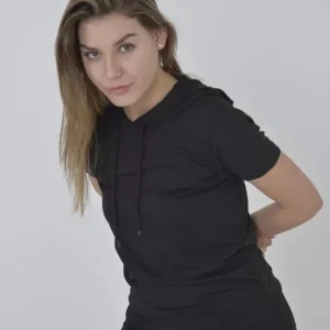 Alternative view of Kapşonlu Slim Fit T-shirt - Siyah