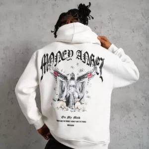 Alternative view of Erkek Kordon İpli Baskılı Kapüşonlu Sweatshirt - Beyaz