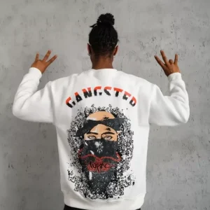 Alternative view of Erkek 3 İplik Gangster Baskılı Sweatshirt - Beyaz
