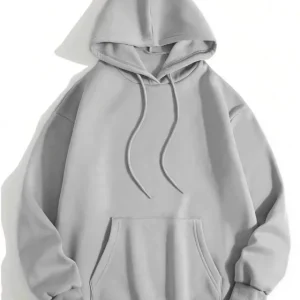 Alternative view of Erkek Düz Kapüşonlu Sweat - Boyalı Gri