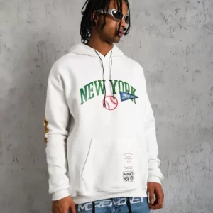 Alternative view of Erkek Baskılı Kapüşonlu Sweatshirt - Beyaz