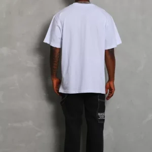Alternative view of Unisex Oversize Düz Bisiklet Yaka T-Shirt - Beyaz
