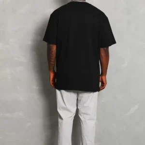 Alternative view of Unisex Oversize Düz Bisiklet Yaka T-Shirt - Siyah