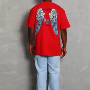 Alternative view of Unisex Oversize Baskılı Bisiklet Yaka T-Shirt - Kırmızı