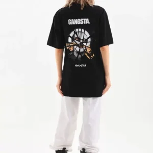 Alternative view of Unisex Baskılı Oversize T-Shirt - Siyah