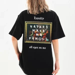 Alternative view of Unisex Baskılı Oversize T-Shirt - Siyah