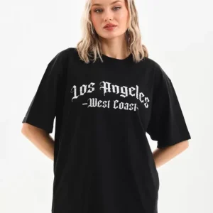 Unisex Baskılı Oversize T-Shirt - Siyah