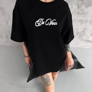 Alternative view of Unisex Baskılı Oversize T-Shirt - Siyah