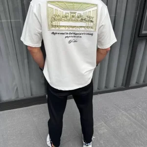 Alternative view of Unisex Baskılı Oversize T-Shirt - Beyaz
