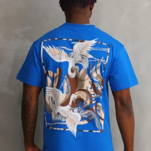 Alternative view of Unisex Baskılı Oversize T-Shirt - Mavi