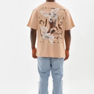 Alternative view of Unisex Baskılı Oversize T-Shirt - Bej