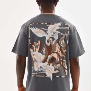 Alternative view of Unisex Baskılı Oversize T-Shirt - Füme