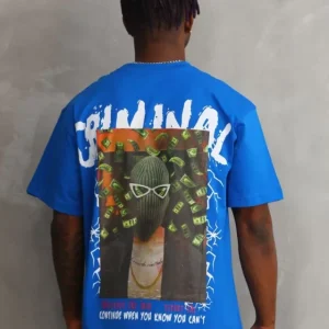 Alternative view of Unisex Baskılı Oversize T-Shirt - Mavi