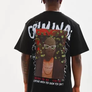 Alternative view of Unisex Baskılı Oversize T-Shirt - Siyah