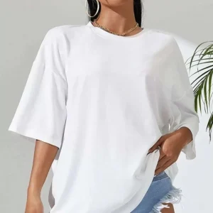 Alternative view of Unisex Baskılı Oversize T-Shirt - Beyaz