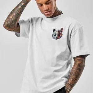 Unisex Baskılı Oversize T-Shirt - Beyaz
