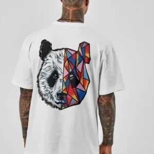Alternative view of Unisex Baskılı Oversize T-Shirt - Beyaz