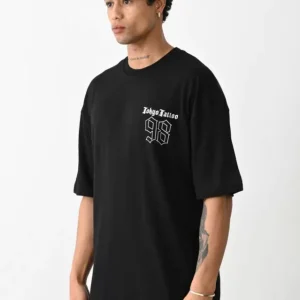 Alternative view of Unisex Baskılı Oversize T-Shirt - Siyah