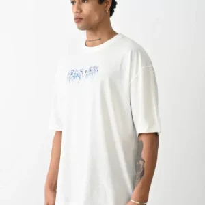 Alternative view of Unisex Baskılı Oversize T-Shirt - Beyaz