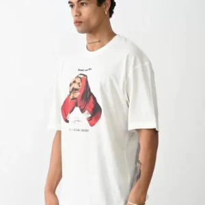 Alternative view of Unisex Baskılı Oversize T-Shirt - Beyaz