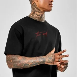 Alternative view of Unisex Baskılı Oversize T-Shirt - Siyah