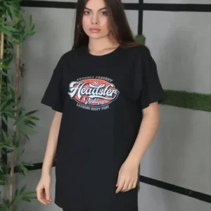 Alternative view of Unisex Baskılı Oversize T-Shirt - Siyah