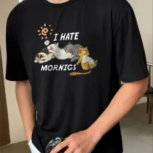 Alternative view of Unisex Baskılı Oversize T-Shirt - Siyah