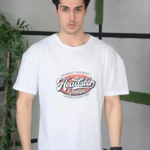 Alternative view of Unisex Baskılı Oversize T-Shirt - Beyaz