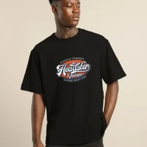 Unisex Baskılı Oversize T-Shirt - Siyah