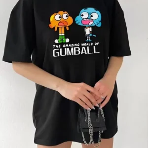 Alternative view of Bisiklet Yaka Baskılı Oversize T-Shirt - Siyah