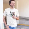 Erkek Bisiklet Yaka Baskılı Oversize T-Shirt - Beyaz