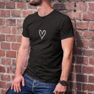 Unisex Bisiklet Yaka Baskılı Oversize T-Shirt - Siyah
