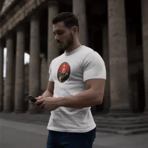 Unisex Bisiklet Yaka Baskılı Oversize T-Shirt - Beyaz