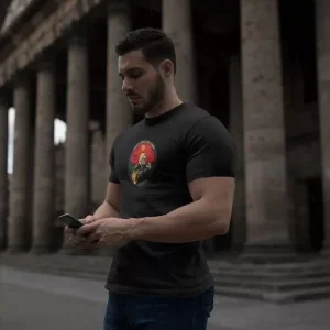 Unisex Bisiklet Yaka Baskılı Oversize T-Shirt - Siyah