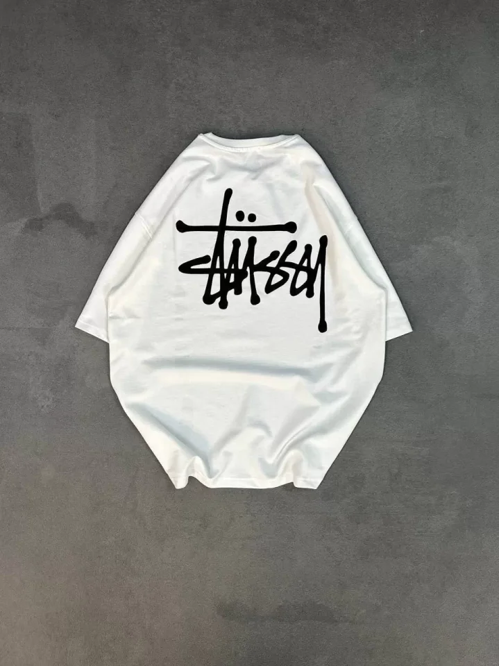 Unisex Bisiklet Yaka Baskılı Oversize T-Shirt - Beyaz - Görsel 4