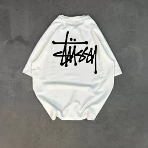 Alternative view of Unisex Bisiklet Yaka Baskılı Oversize T-Shirt - Beyaz