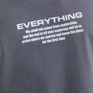 Alternative view of Unisex Bisiklet Yaka Baskılı Oversize T-Shirt - Gri