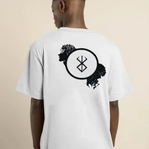 Alternative view of Unisex Bisiklet Yaka Baskılı Oversize T-Shirt - Beyaz