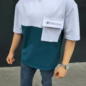 Alternative view of Unisex Torba Cep Detaylı  Parçalı T-Shirt - Lacivert